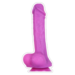 21 CM Parlak Simli Ultra Yumuşak Pembe Realistik Yapay Penis Dildo
