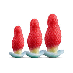 Çilek Tasarımlı Silikon Anal Plug – Orta Boy  Renkli & Konforlu Deneyim