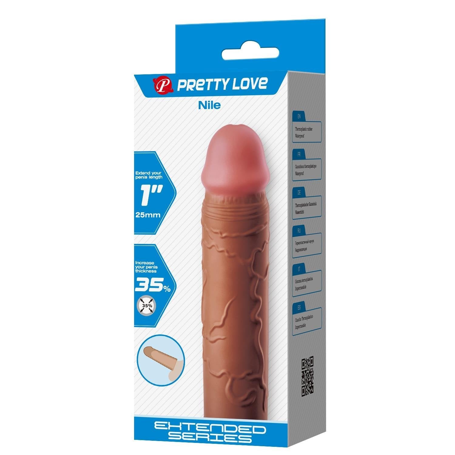Extended Series Premium Dokulu 2,5 CM Dolgulu Melez Rengi Silikon Penis Kılıfı Nile