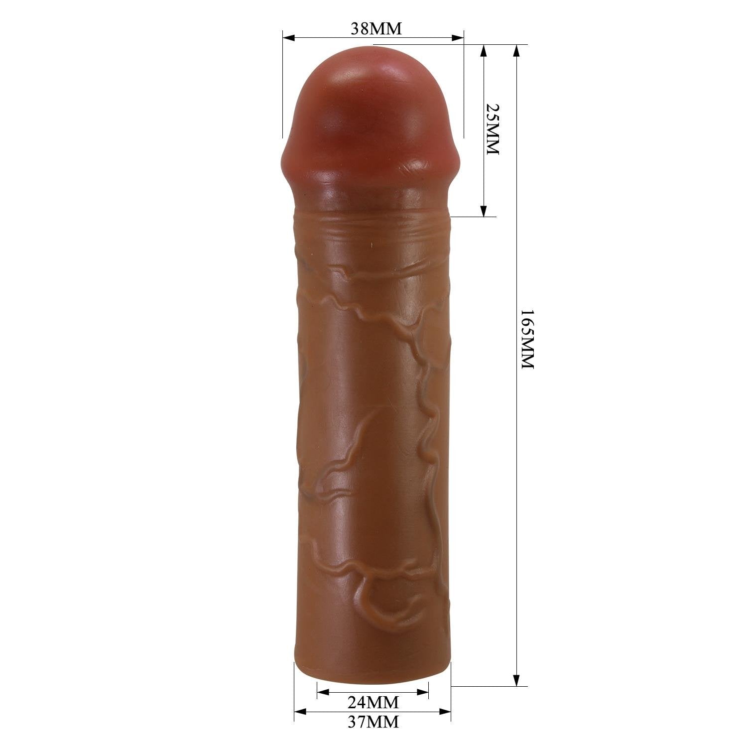 Extended Series Premium Dokulu 2,5 CM Dolgulu Melez Rengi Silikon Penis Kılıfı Nile