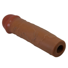 Extended Series Premium Dokulu 2,5 CM Dolgulu Melez Rengi Silikon Penis Kılıfı Nile