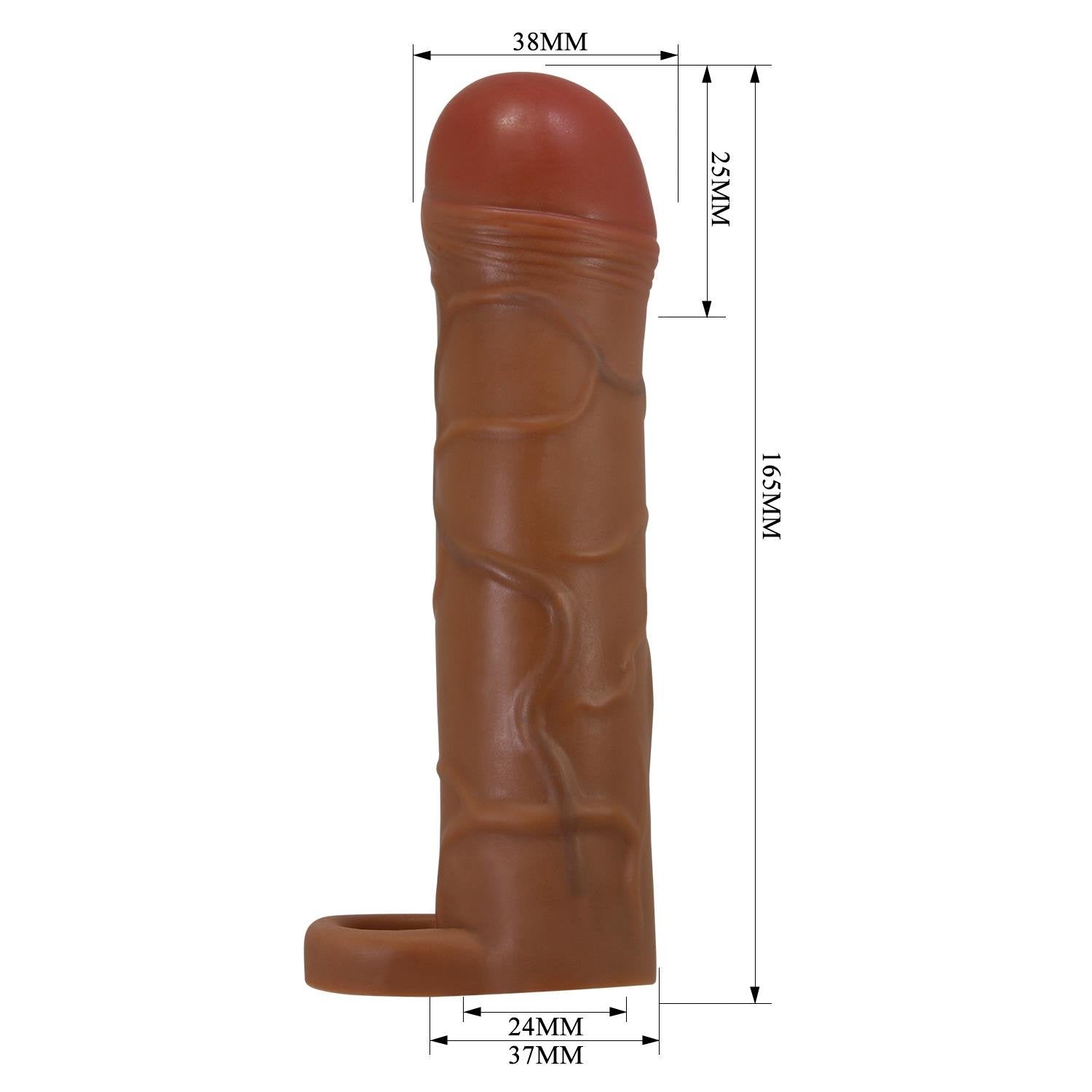 Extended Series Premium Dokulu 2,5 CM Dolgulu Testis Halkalı Melez Rengi Silikon Penis Kılıfı Bunion