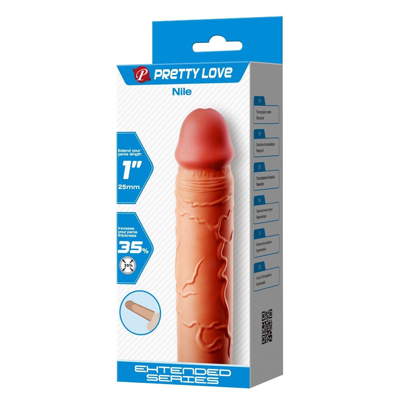 Extended Series Premium Dokulu 2,5 CM Dolgulu Ten Rengi Silikon Penis Kılıfı Nile