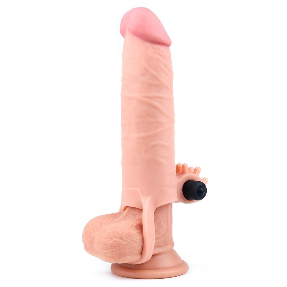 Pleasure X-Tender 3 CM Dolgulu Gerçekçi Et Dokulu Klitoris Uyarıcı Titreşimli Penis Kılıfı