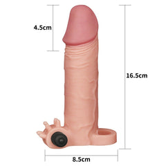 Pleasure X-Tender 4,5 CM Dolgulu Gerçekçi Et Dokulu Klitoris Uyarıcı Titreşimli Penis Kılıfı