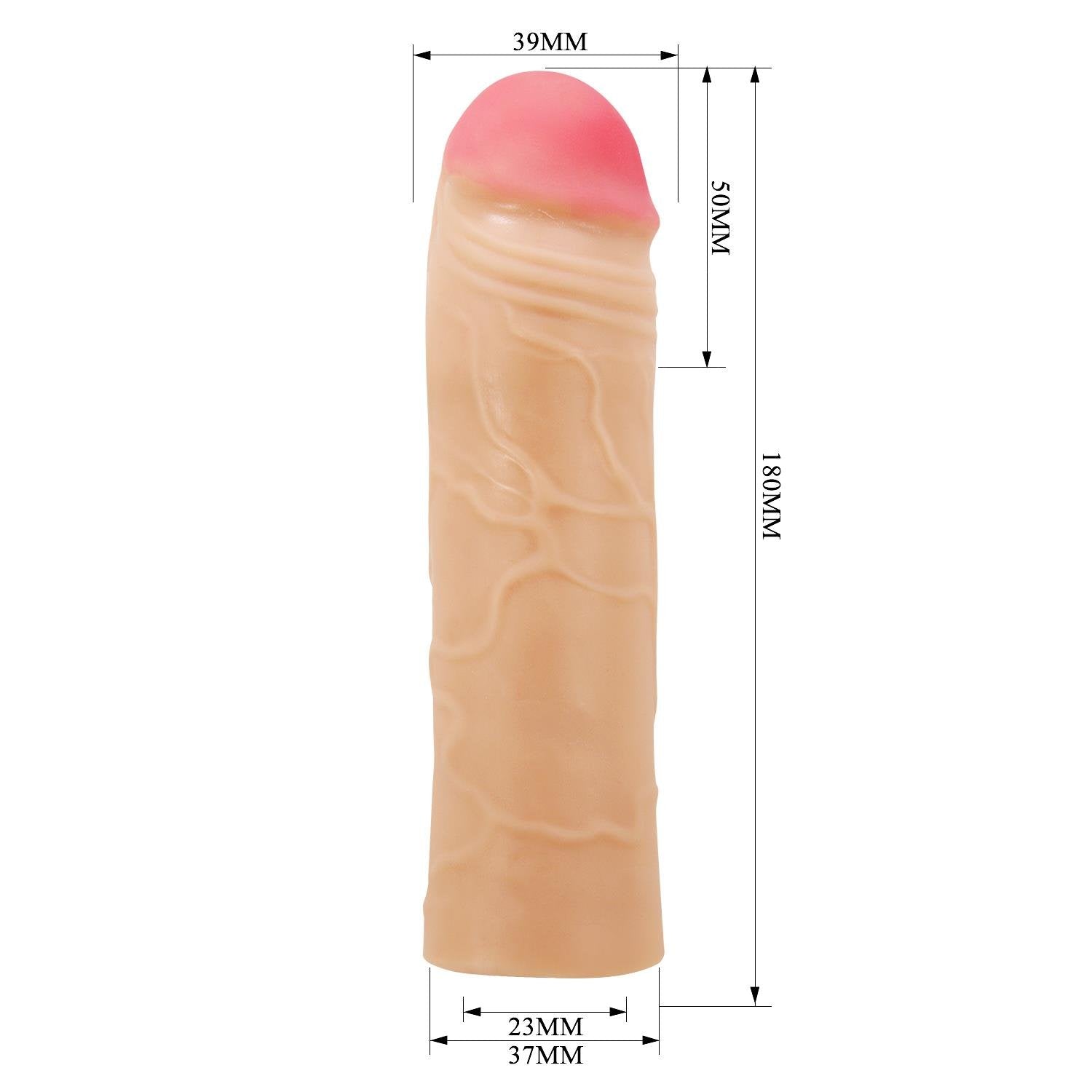 Extended Series Premium Dokulu 5 CM Dolgulu Ten Rengi Silikon Penis Kılıfı Chane