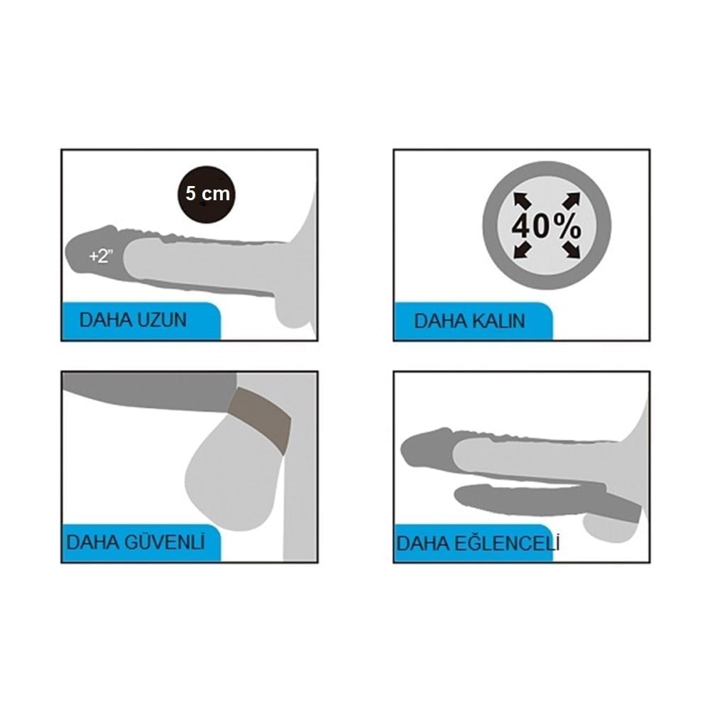 Pleasure X Tender 5 CM Uzatmalı Çiftli İçi Boş Titreşimli 19 CM Çatal Dildo Melez Penis Kılıfı