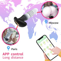 Telefon Kontrollü İleri Geri Hareketli Siyah Beyaz Özel Renkli Lüx Anal Vibratör