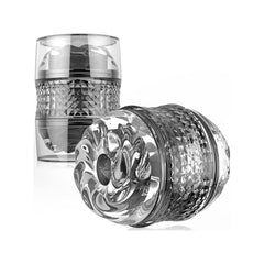 Erkeklere Özel Penis Eğitim Mastürbatör Kupası İki Tarafı Açık Spiral Şeffaf Uçlu Tırtıklı