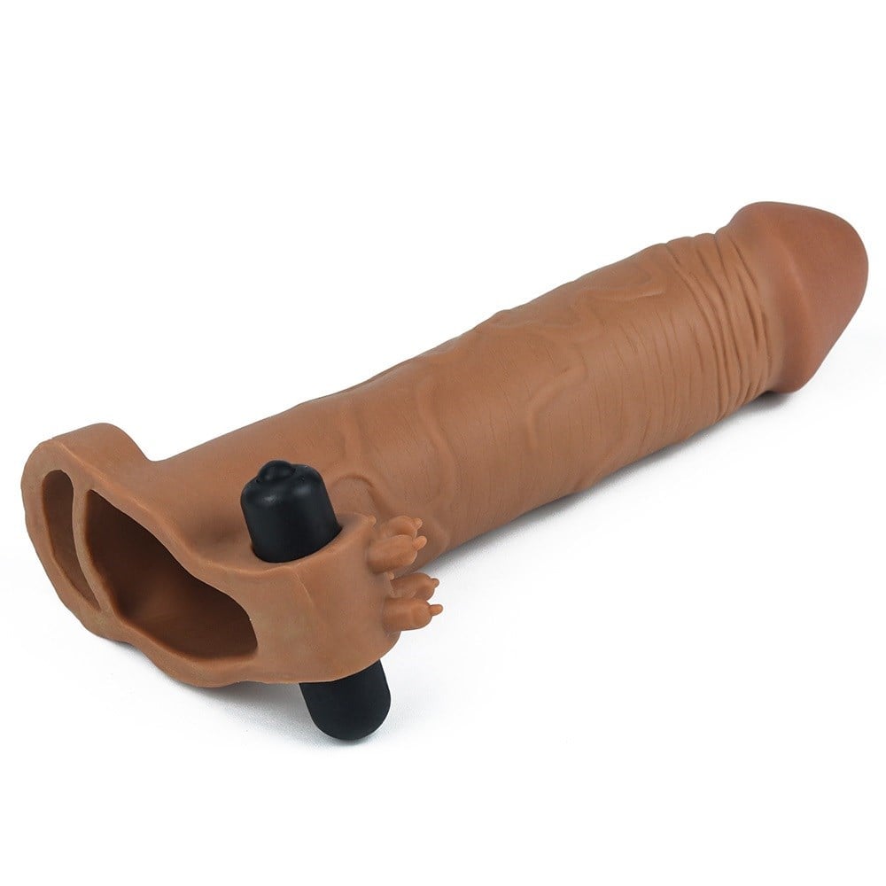 Pleasure X-Tender 6,5 CM Dolgulu Gerçekçi Et Dokulu Klitoris Uyarıcı Titreşimli Melez Penis Kılıfı