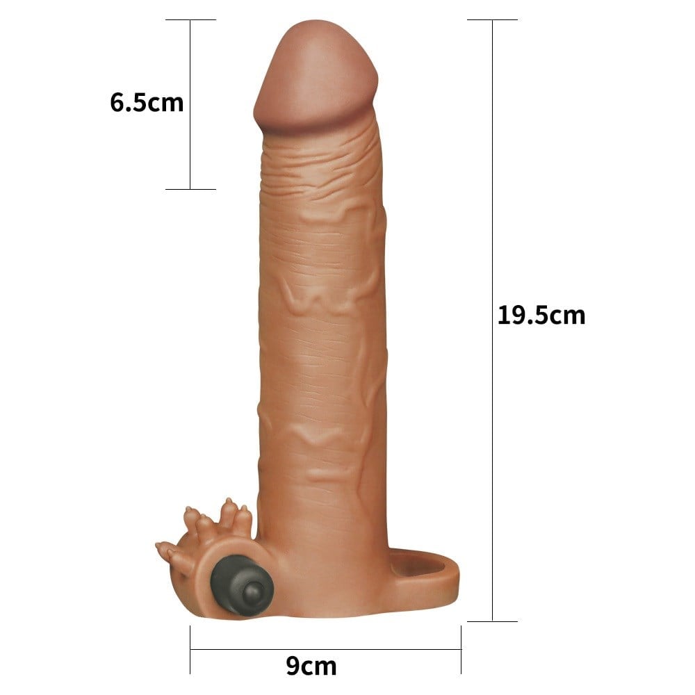 Pleasure X-Tender 6,5 CM Dolgulu Gerçekçi Et Dokulu Klitoris Uyarıcı Titreşimli Melez Penis Kılıfı
