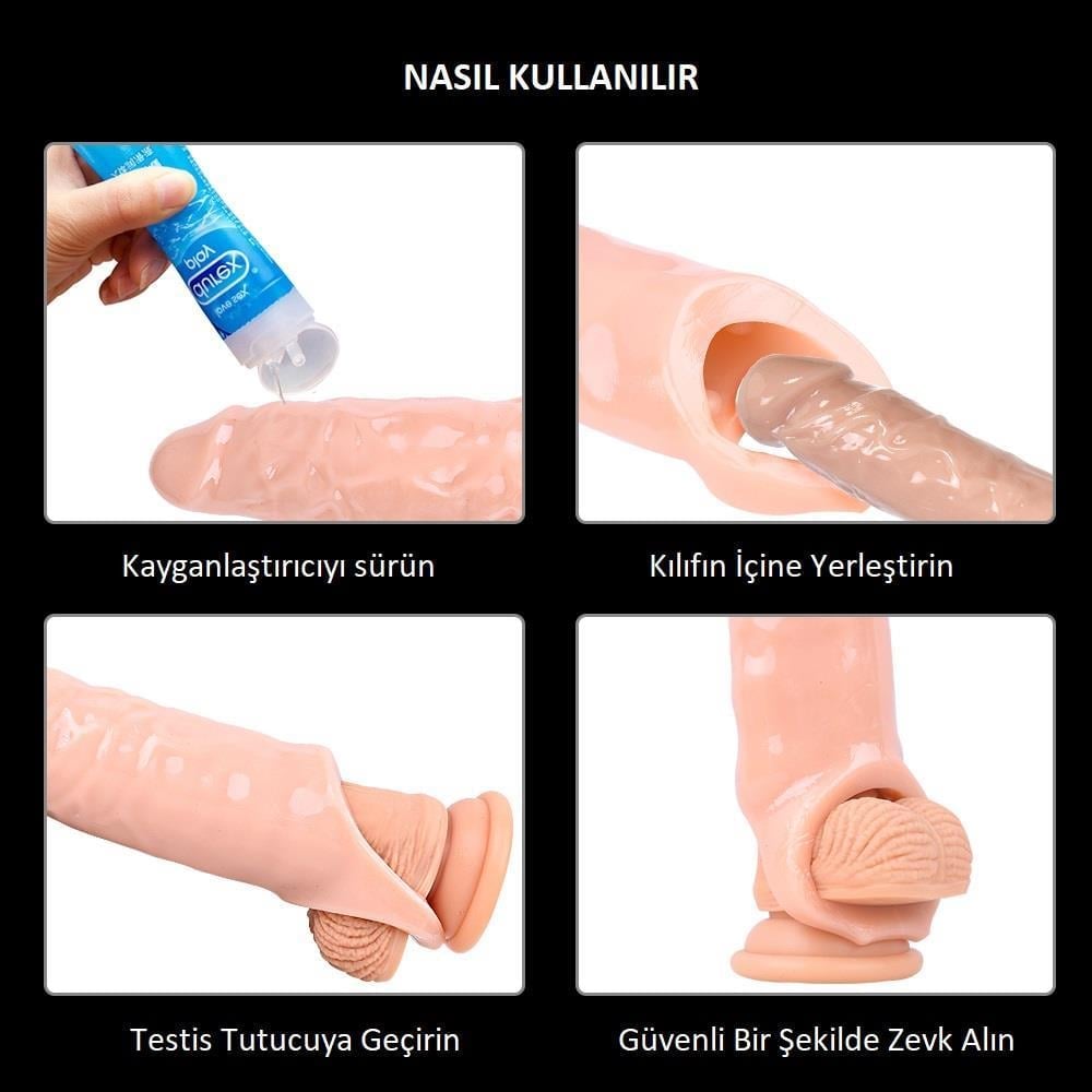 7 CM Dolgulu Realistik Zenci Siyahi Penis Kılıfı