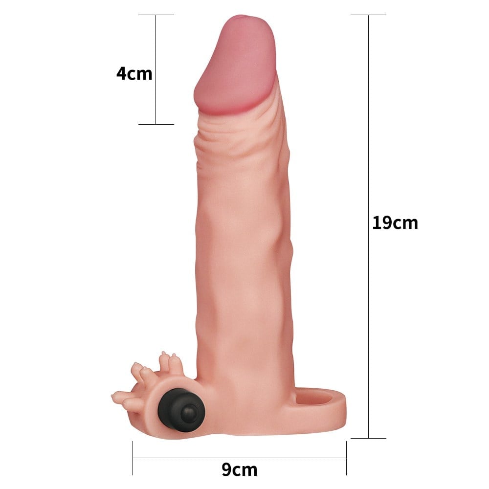 Pleasure X-Tender 5 CM Dolgulu Gerçekçi Et Dokulu Klitoris Uyarıcı Titreşimli Penis Kılıfı
