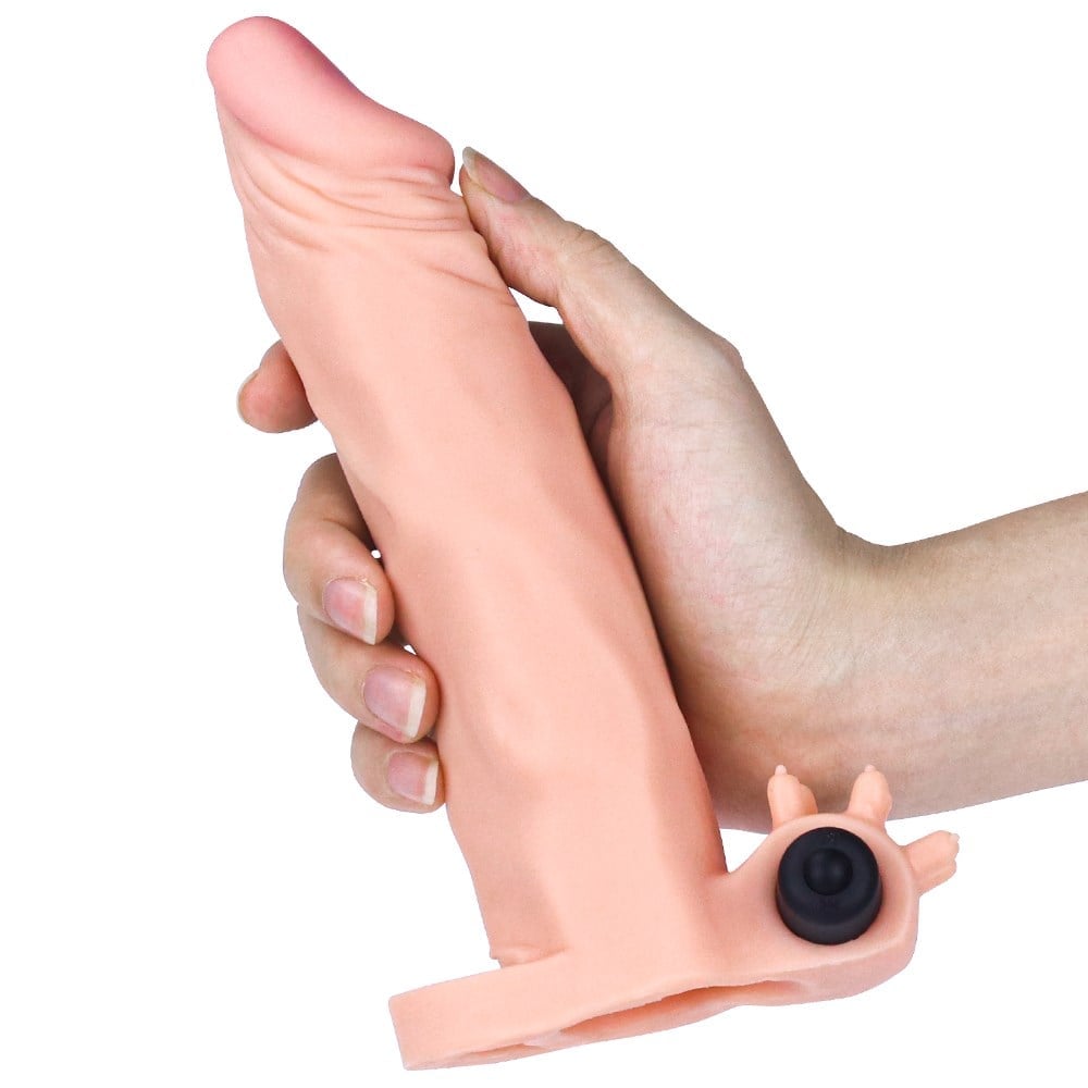 Pleasure X-Tender 5 CM Dolgulu Gerçekçi Et Dokulu Klitoris Uyarıcı Titreşimli Penis Kılıfı