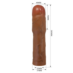 Extended Series Premium Dokulu 7,6 CM Dolgulu Melez Rengi Silikon Penis Kılıfı Kylian