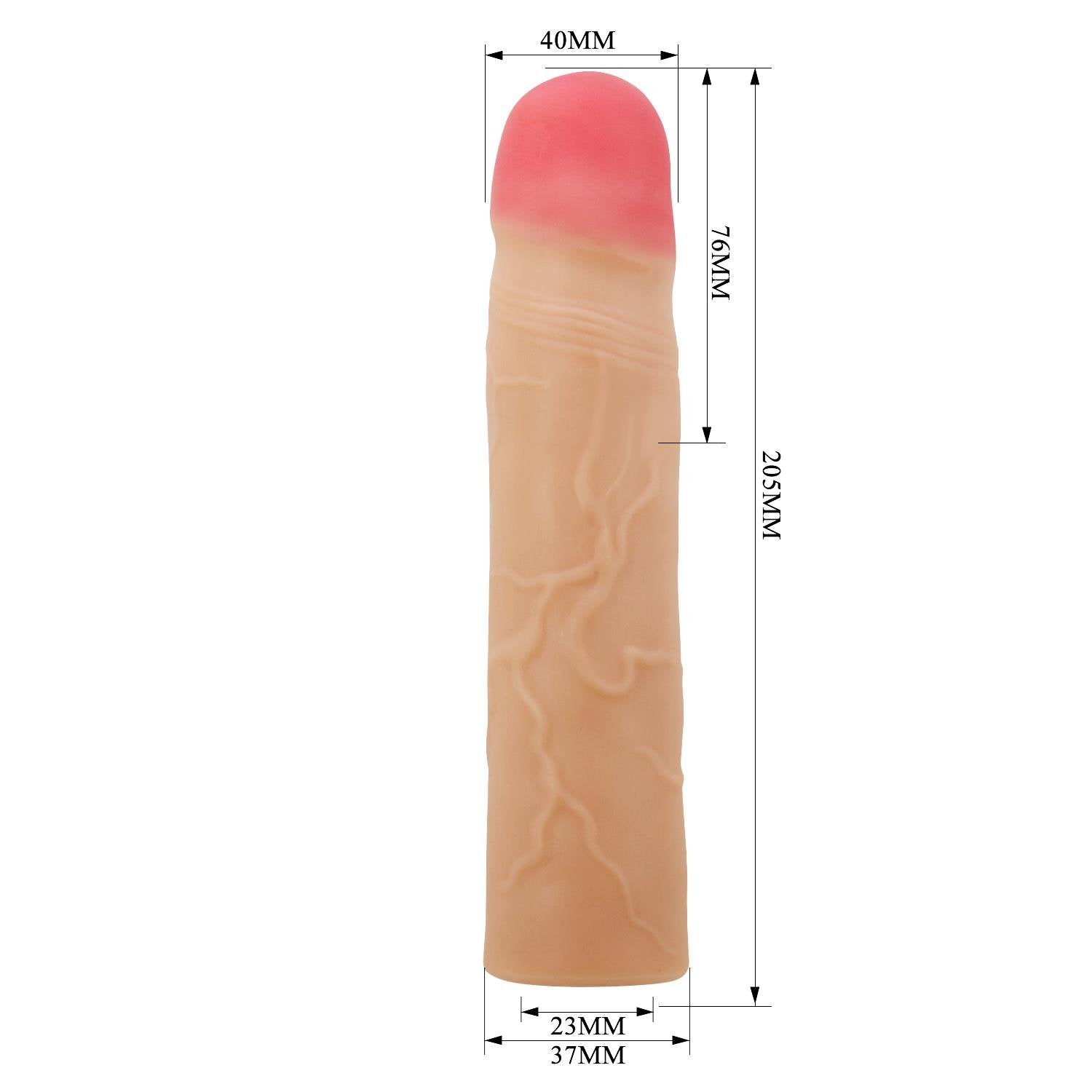 Extended Series Premium Dokulu 7,6 CM Dolgulu Ten Rengi Silikon Penis Kılıfı Kylian