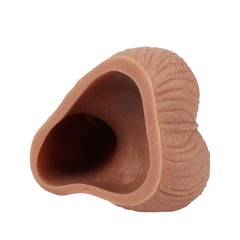Özel Üretim Çift Katmanlı Kayar Deri Özellikli 21 CM Uzatmalı Dolgulu Testis Boşluklu Realistik Dokulu Penis Kılıfı