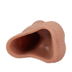 Özel Üretim Çift Katmanlı Kayar Deri Özellikli 21 CM Uzatmalı Dolgulu Testis Boşluklu Sünnetsiz Realistik Dokulu Penis Kılıfı