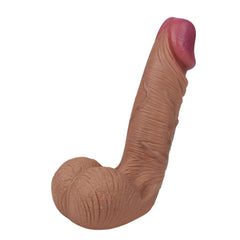 Özel Üretim Çift Katmanlı Kayar Deri Özellikli 21 CM Uzatmalı Dolgulu Testis Boşluklu Realistik Dokulu Penis Kılıfı