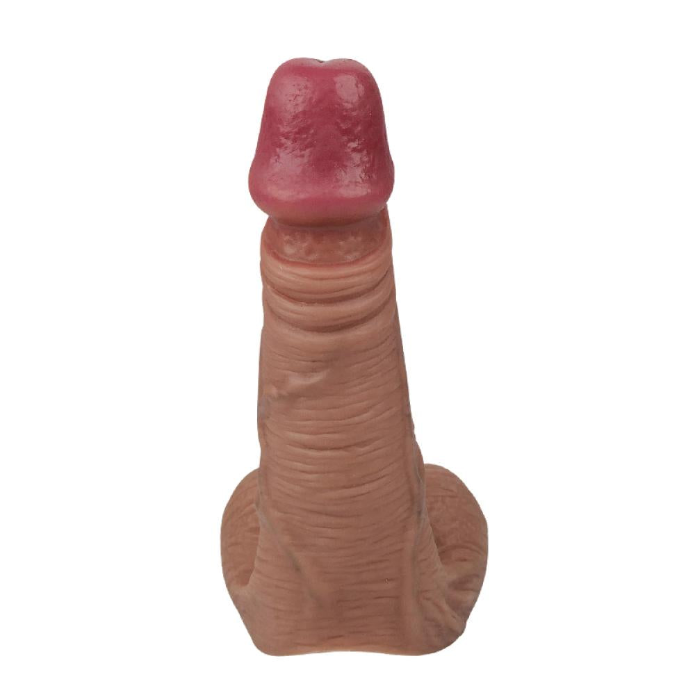 Özel Üretim Çift Katmanlı Kayar Deri Özellikli 21 CM Uzatmalı Dolgulu Testis Boşluklu Realistik Dokulu Penis Kılıfı