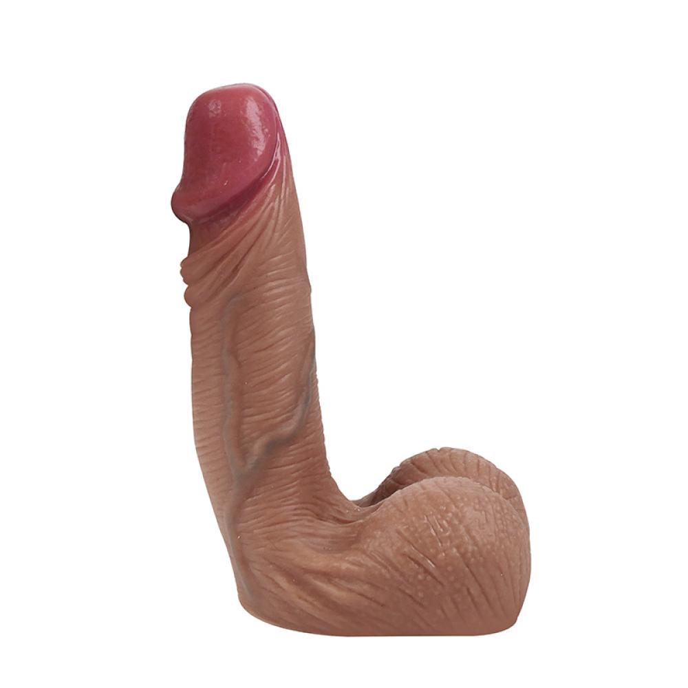 Özel Üretim Çift Katmanlı Kayar Deri Özellikli 21 CM Uzatmalı Dolgulu Testis Boşluklu Realistik Dokulu Penis Kılıfı