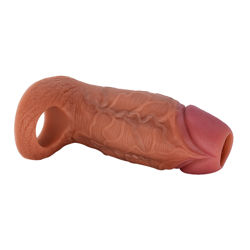 Çift Katmanlı Özel Üretim İçi Boş Ucu Açık Halkalı Penis Kılıfı Ultra Yumuşak Dokulu Penis Sleeve 11.5 CM