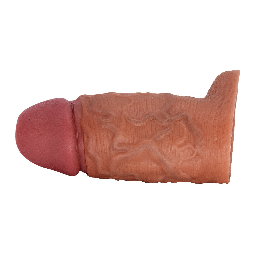 Çift Katmanlı Özel Üretim İçi Boş Ucu Açık Halkalı Penis Kılıfı Ultra Yumuşak Dokulu Penis Sleeve 11.5 CM