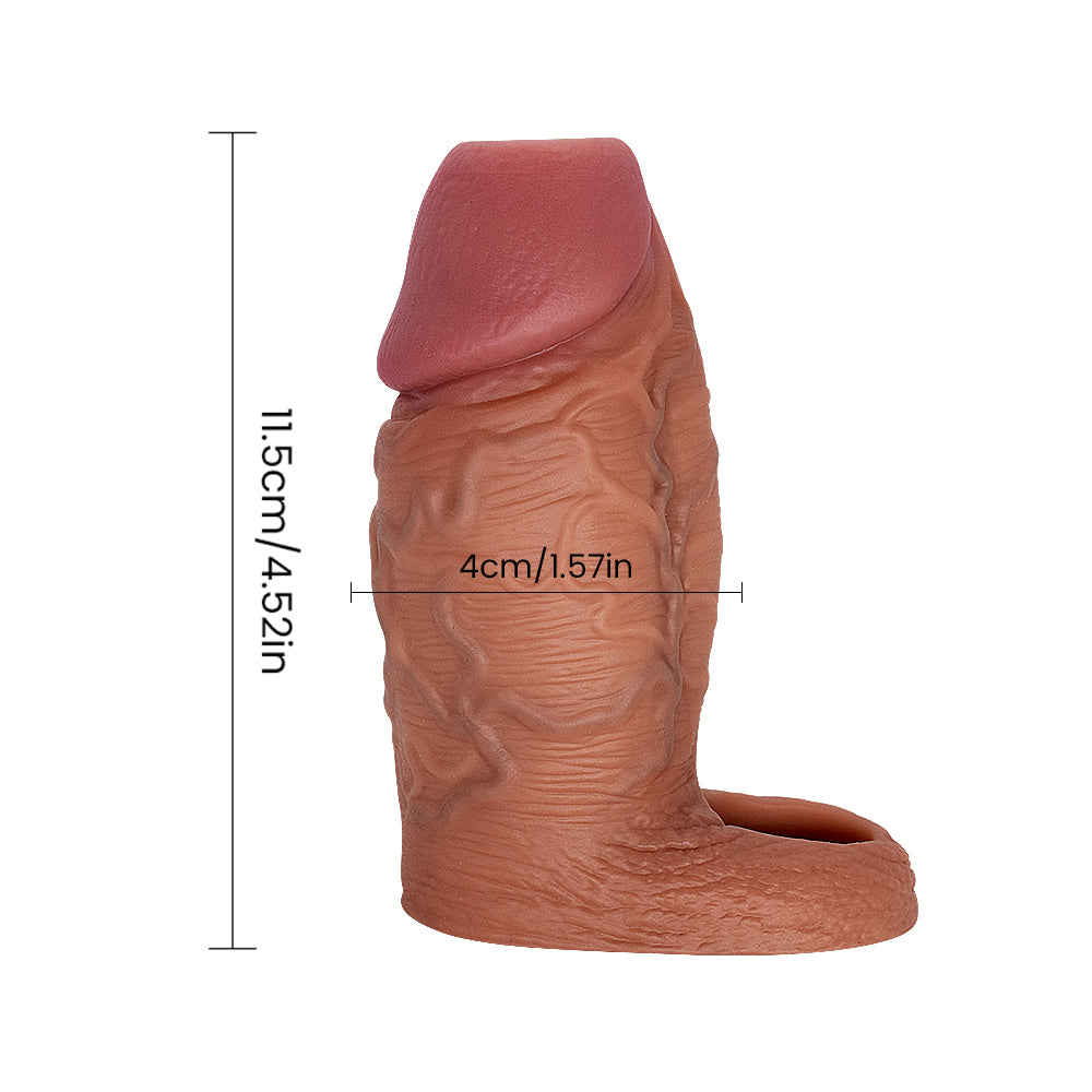 Çift Katmanlı Özel Üretim İçi Boş Ucu Açık Halkalı Penis Kılıfı Ultra Yumuşak Dokulu Penis Sleeve 11.5 CM