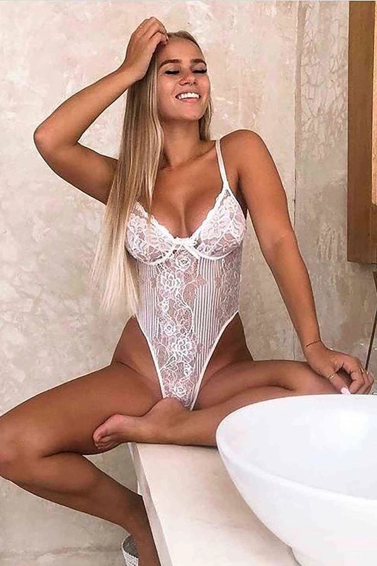 Beyaz Fantazi Sexy Body Babydoll İç giyim