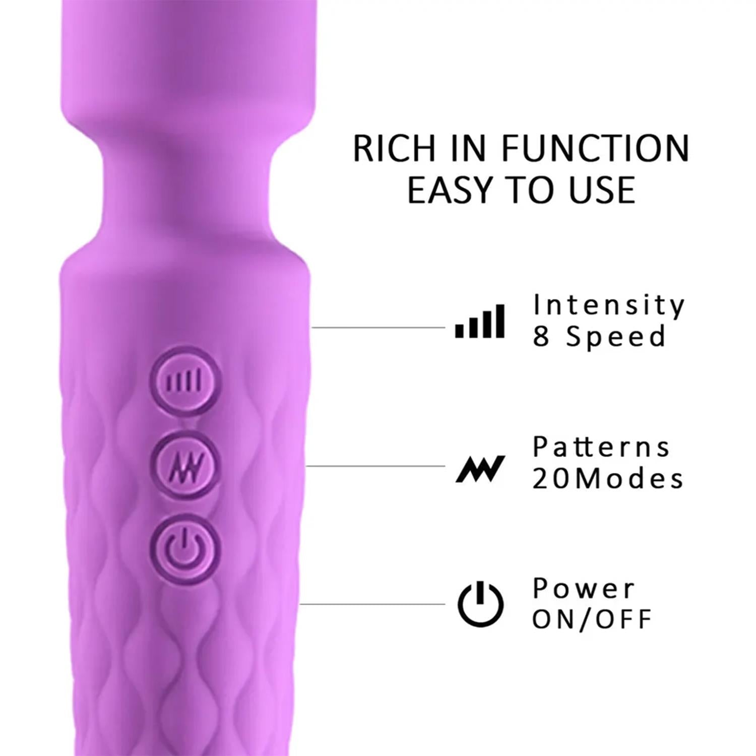 Bükülebilir Başlıklı Wand Vibratör Mor