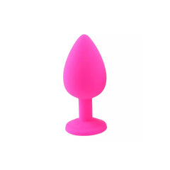 Elmas Taşlı Silikon Kaplı Anal Plug M Orta Boy 8 cm Pembe