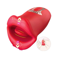 Manyetik Şarjlı Su Geçirmez Güçlü Titreşimli Klitoris ve Meme Emiş Özellikli Dilli Dudak Vibratörü Kırmızı