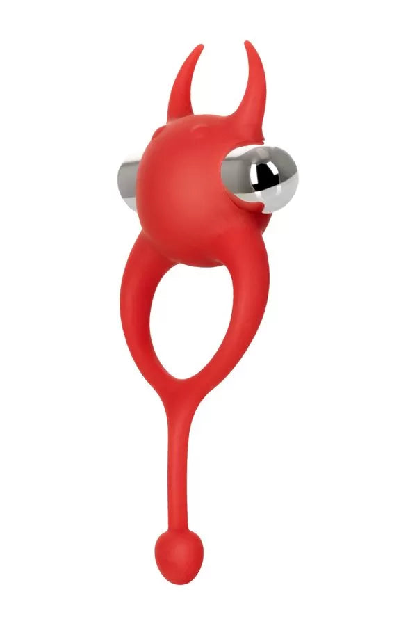 Fantazi Şeytanı Kuyruklu Uyarıcı Silikon Penis Halkası Kırmızı 