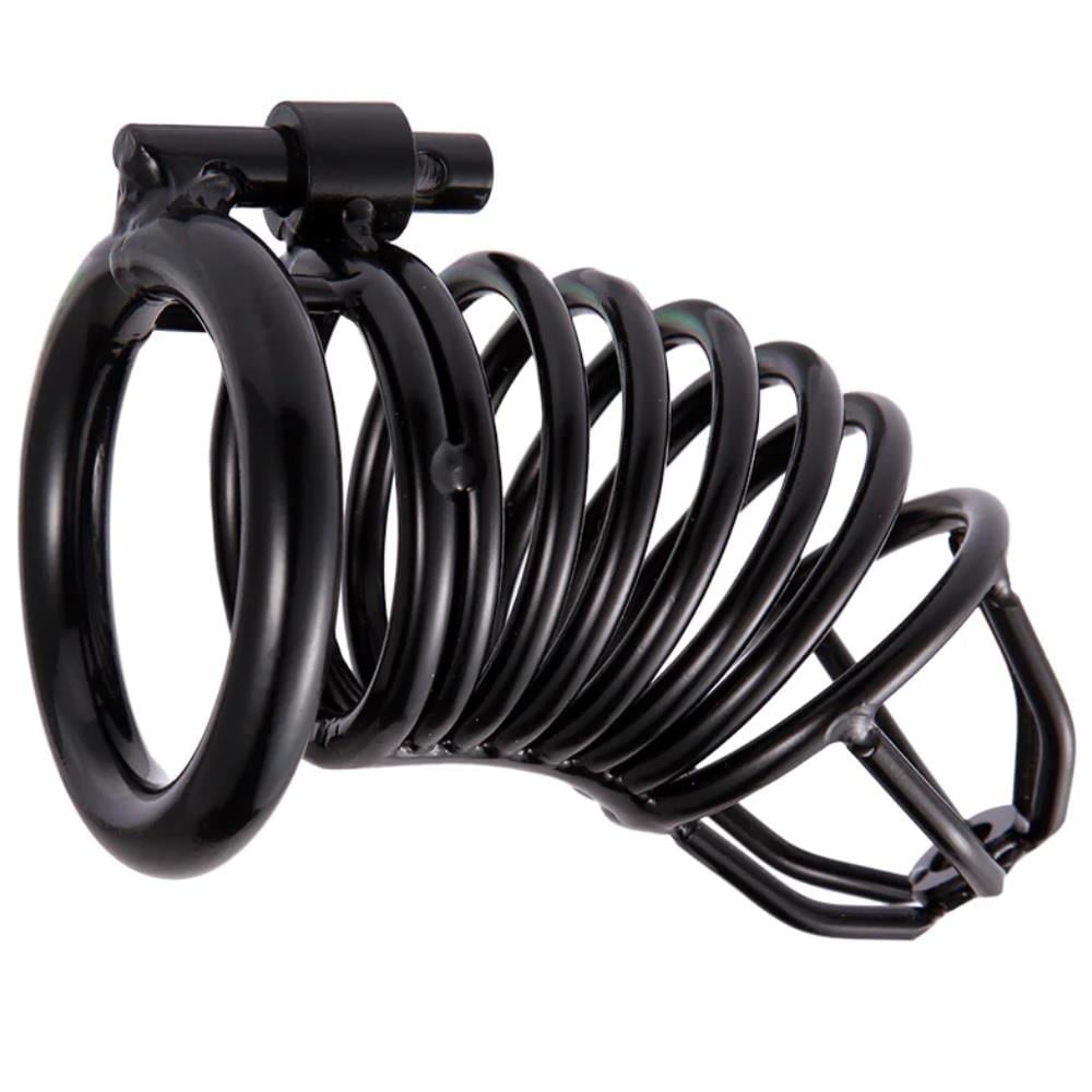 Black Platinium Kilitli Çelik Fetiş Penis Kafesi Siyah