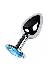 Mavi Metal Taşlı Özel Mücevheratlı Orta Boy Metal Anal Plug Tıkaç