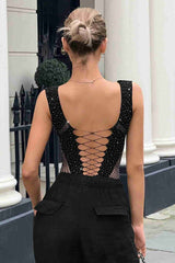 Aşk Fantazi Body Taşlı Vücut Çorabı Siyah