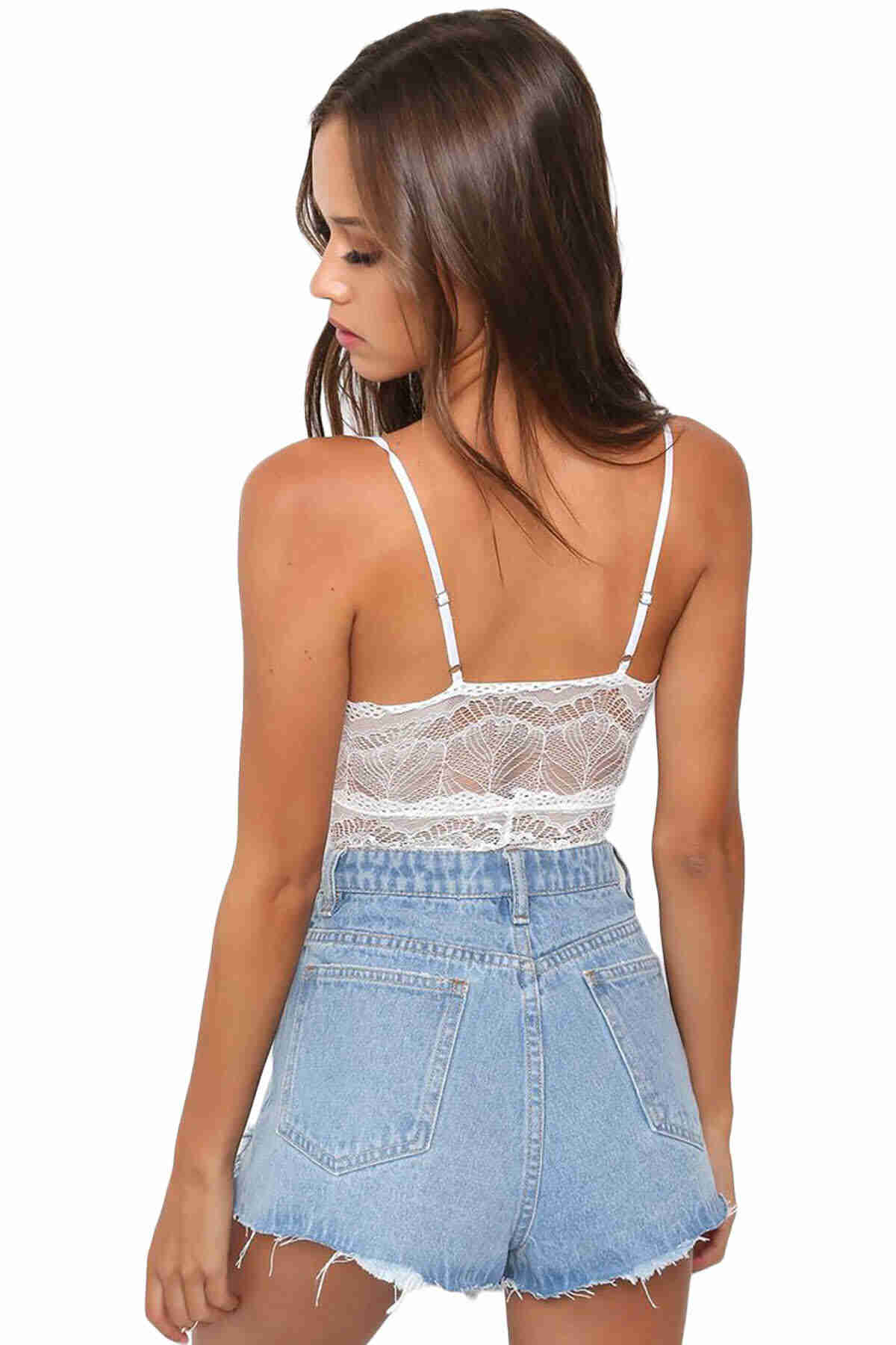 Aşk Lingerie Fantazi Dantel İşlemeli Beyaz Body Gecelik