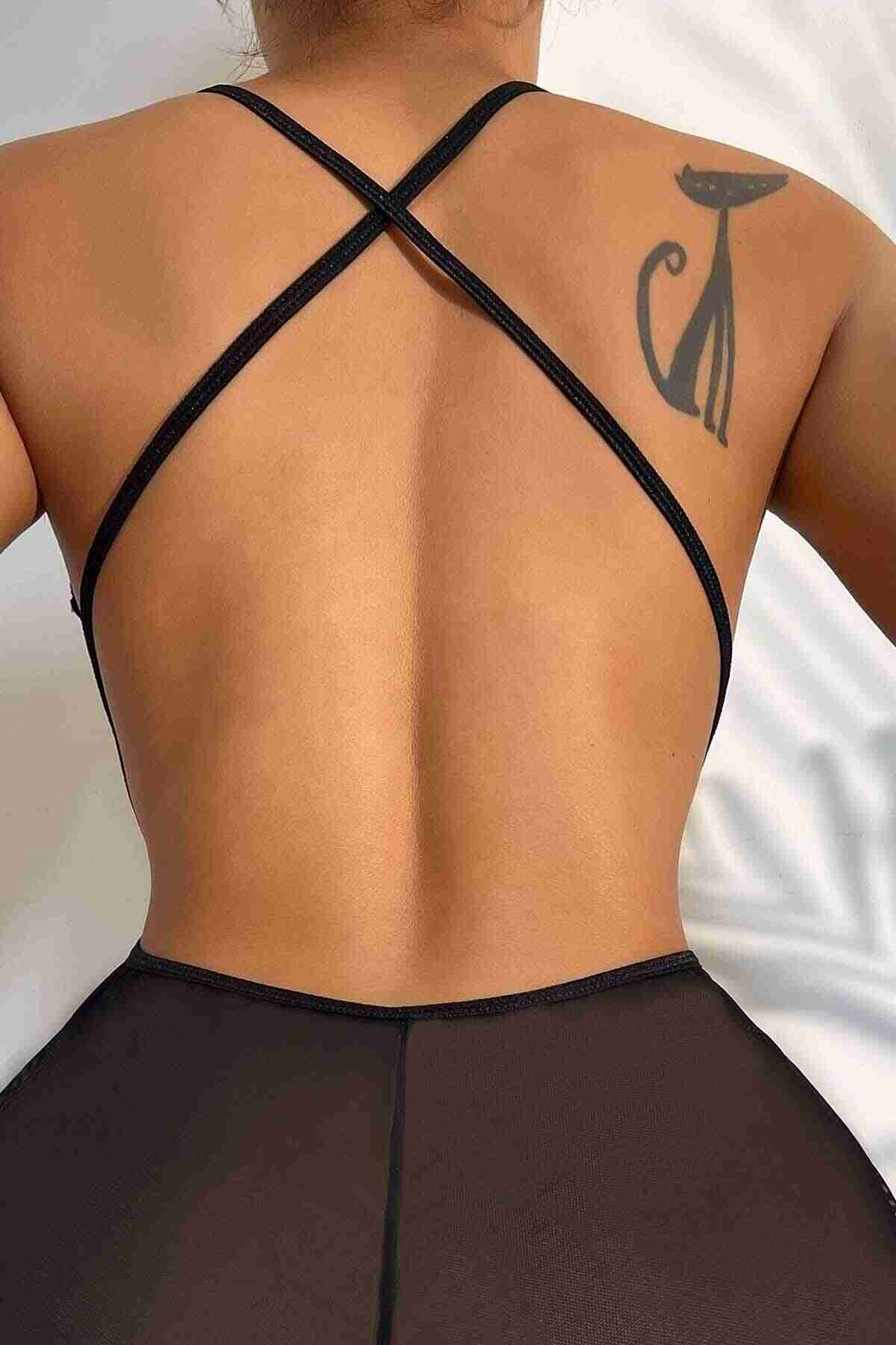 Aşk Fantazi Dantelli Gecelik Babydoll Bodysuit Siyah