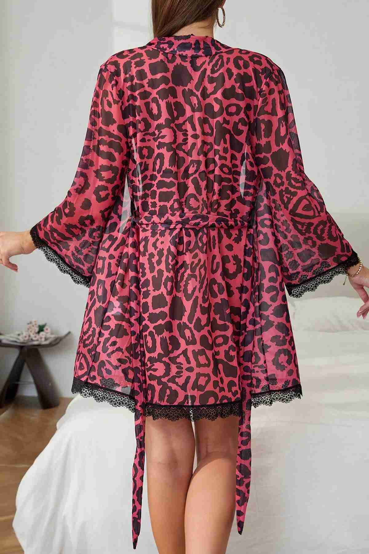 Aşk Lingerie Fantazi Gecelik Sabahlık Sütyen Külot 3 lü Takım Çok Renkli