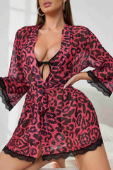 Aşk Lingerie Fantazi Gecelik Sabahlık Sütyen Külot 3 lü Takım Çok Renkli