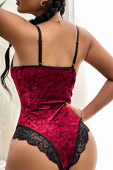 Aşk Fantazi Kadife Body Gecelik Babydoll Bordo Siyah