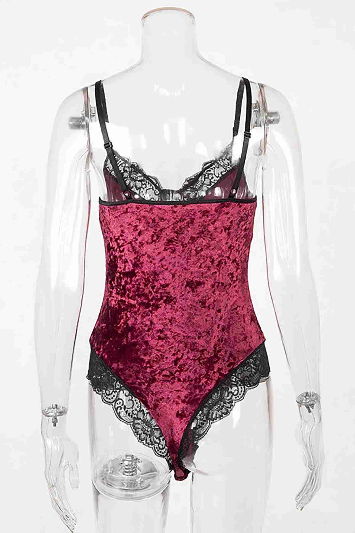 Aşk Fantazi Kadife Body Gecelik Babydoll Bordo Siyah