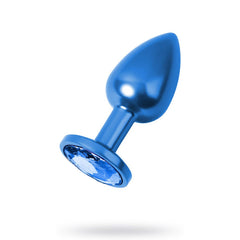 Metal Mavi Taşlı Mavi Anal Plug Orta Boy