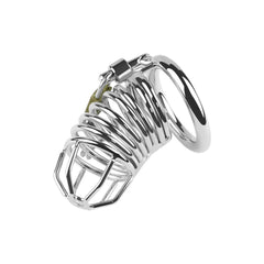 Fantezi Silver Metalik Çelik Özel Kilitli Fetiş Penis Kilit Kafesi 40 MM