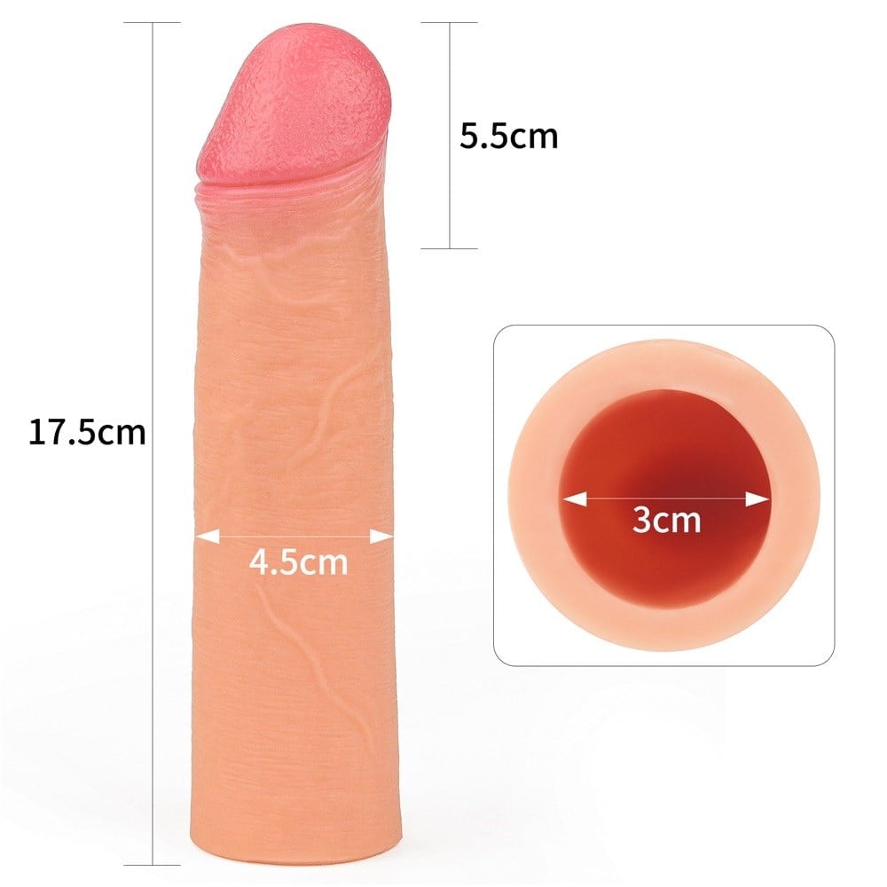 Nature Extender Sünnetsiz Ultra Gerçekçi 5,5 CM Dolgulu Premium Dokulu Penis Kılıfı