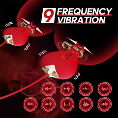 Aşk Fantazi Gül Tasarımlı Ağız Tıkacı ve Titreşimli Meme Kıskaç Seti