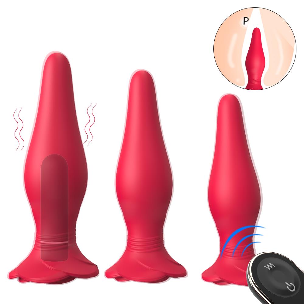 Çılgın Uzaktan Kumanda Kontrollü Gül Tasarımlı Titreşimli Anal Plug Vibratör Set