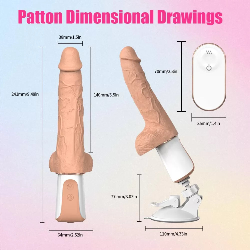 Şarjlı Kablosuz Kumandalı Vantuzlu Isıtmalı Titreşimli ve 360° Dönme Hareketli Yapay Penis Vibratör