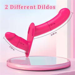 Uzaktan Kumandalı Double Çift Taraflı Titreşimli Strap-On Dildo Vibratör Penis Pembe