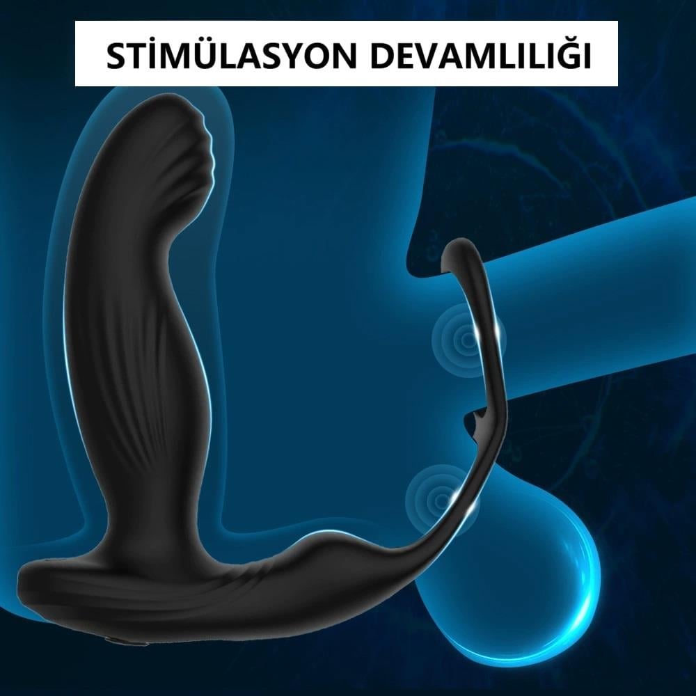 Uzaktan Kumandalı Isıtmalı Penis Halkası USB Şarjlı Titreşimli Lüx Prostat Masajlı Anal Plug Vibratör&nbsp;